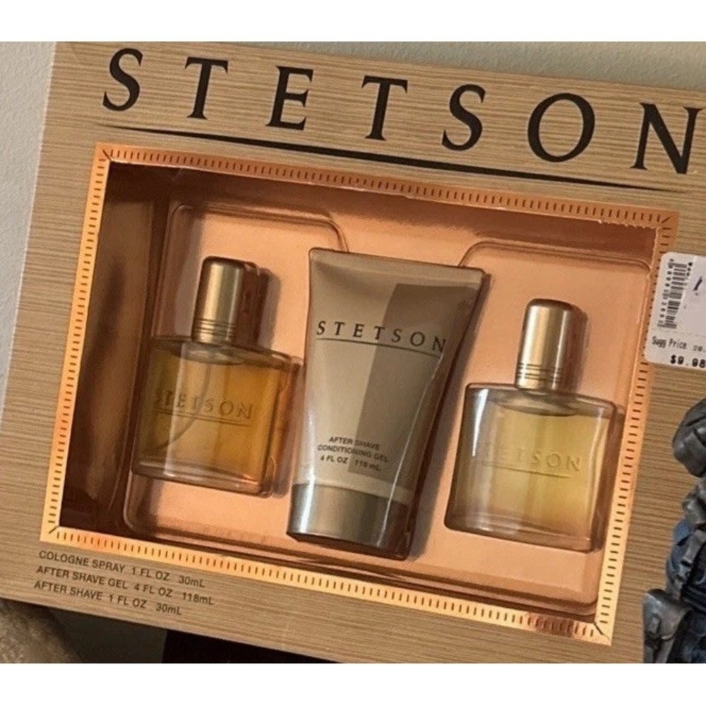 COTY STETSON Gift Set 3 Piece Cologne Spray After Shave and After Shave Gel NEW